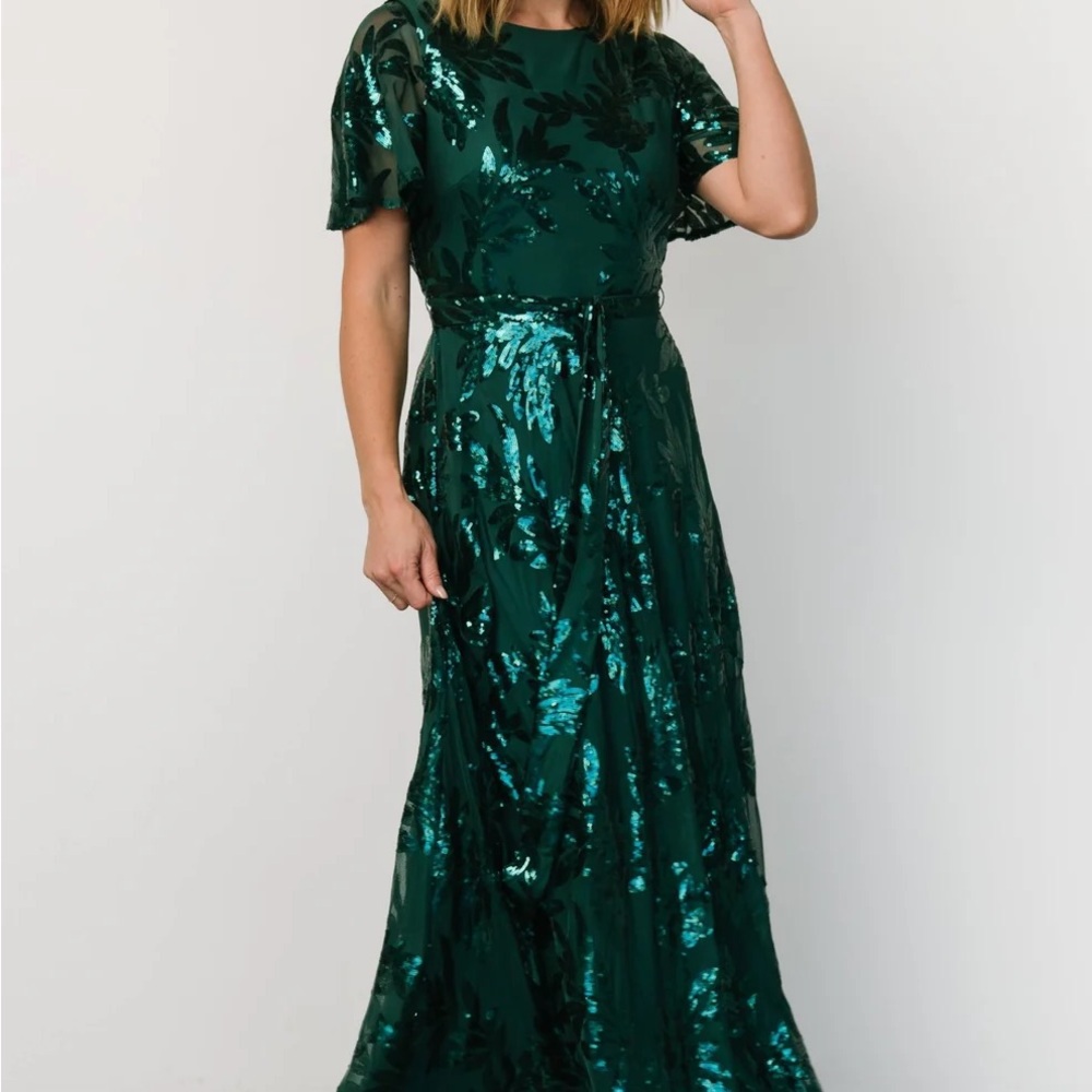 Elegant Green Floral Maxi Dress